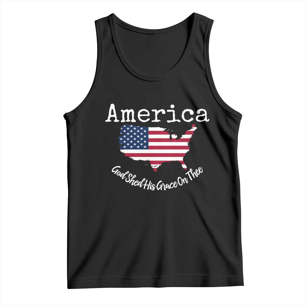 Funny America God Shed His Grace On Thee 4th of July Tank Top TS11 Black Print Your Wear
