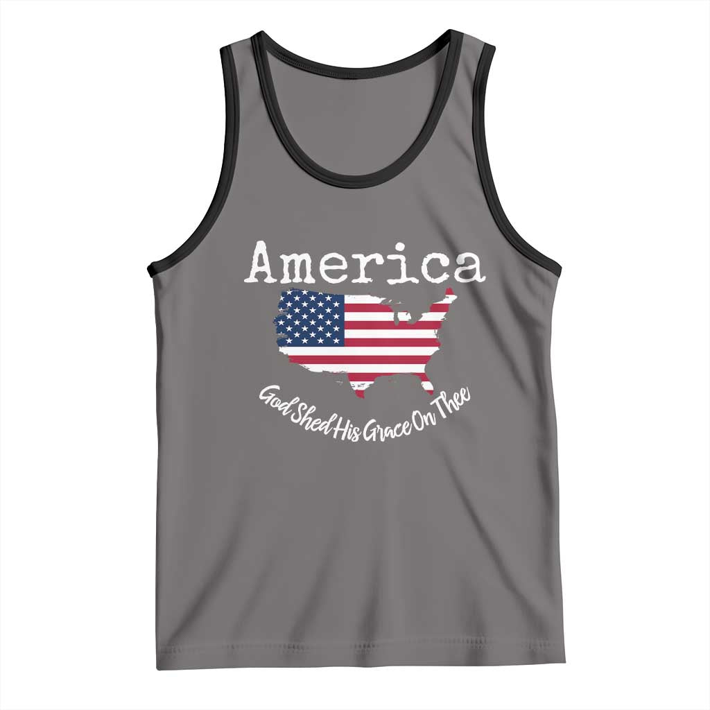 Funny America God Shed His Grace On Thee 4th of July Tank Top TS11 Deep Heather Black Print Your Wear