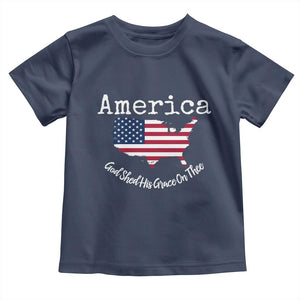 Funny America God Shed His Grace On Thee 4th of July Toddler T Shirt TS11 Navy Print Your Wear