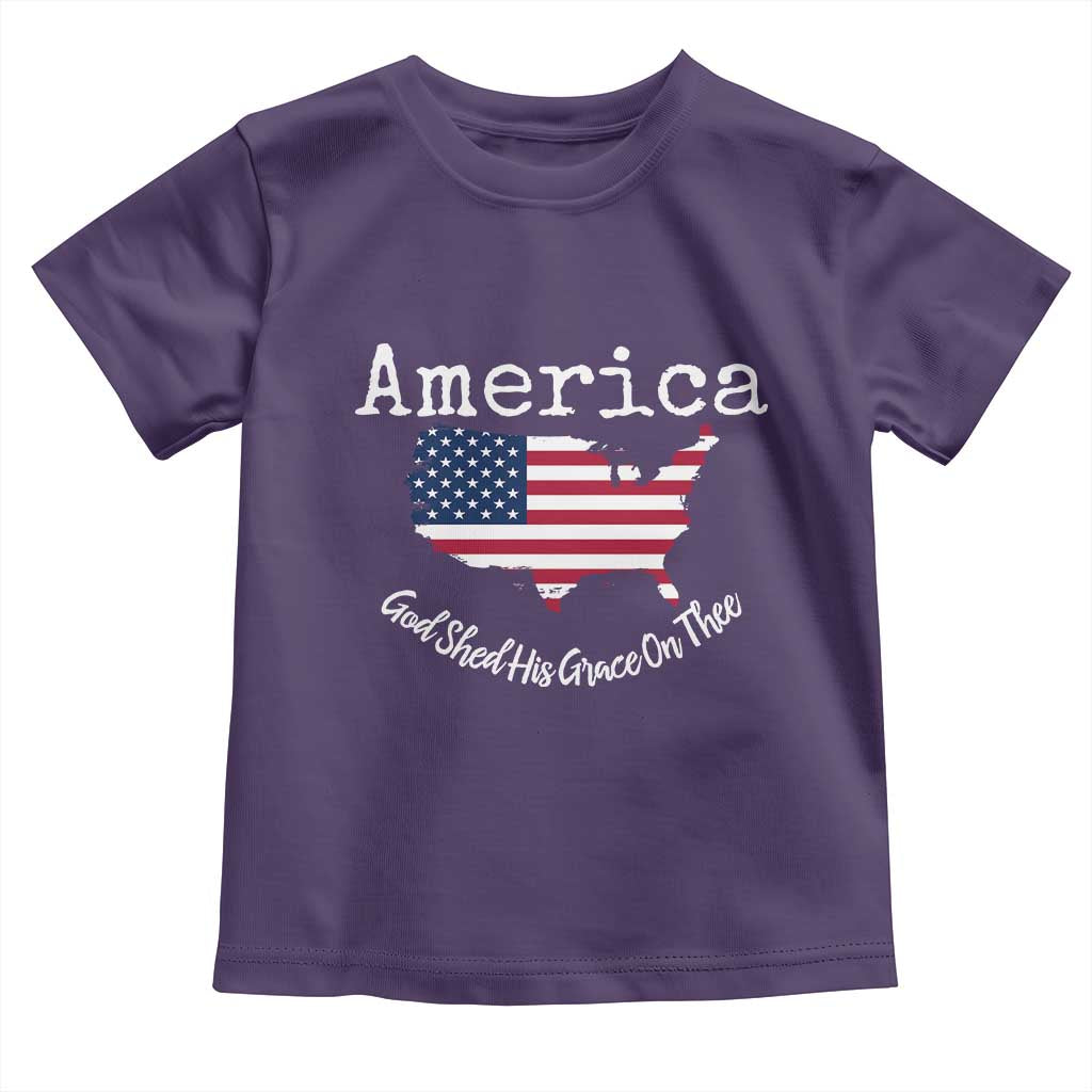 Funny America God Shed His Grace On Thee 4th of July Toddler T Shirt TS11 Purple Print Your Wear