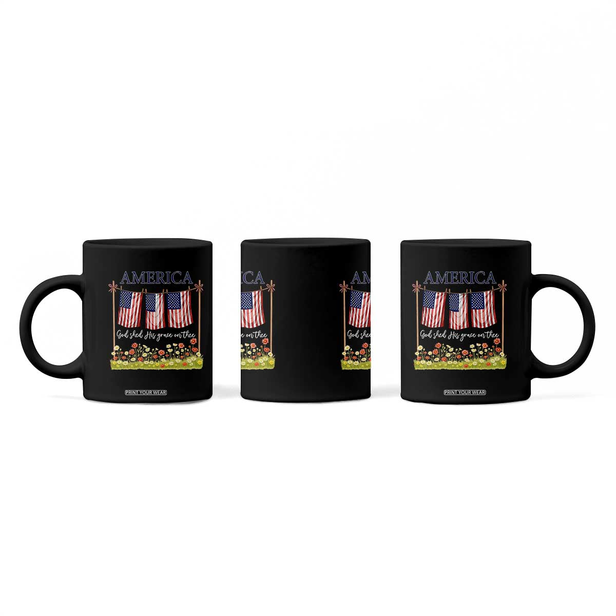 Funny America God Shed His Grace On Thee Coffee Mug 4th Of July Christian American Flag TS11 Print Your Wear