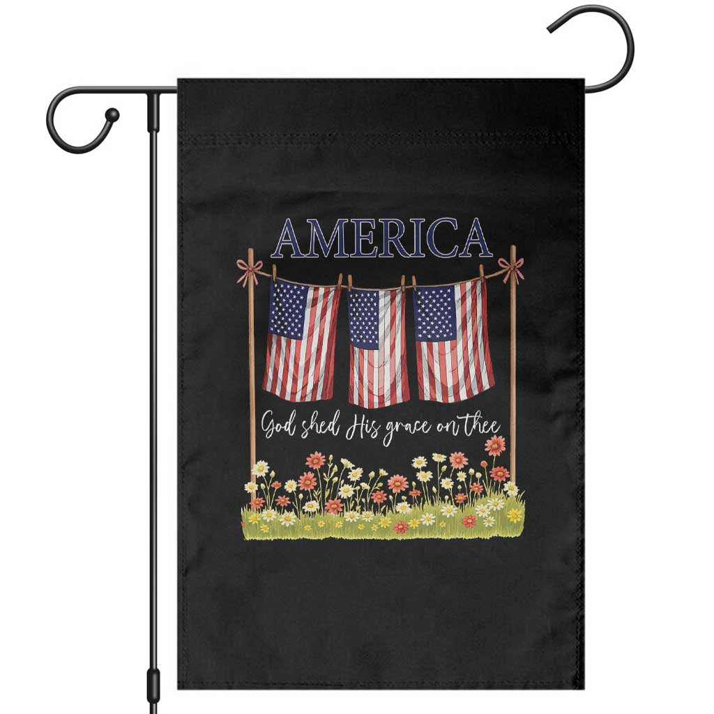 Funny America God Shed His Grace On Thee Garden Flag 4th Of July Christian American Flag TS11 Black Print Your Wear
