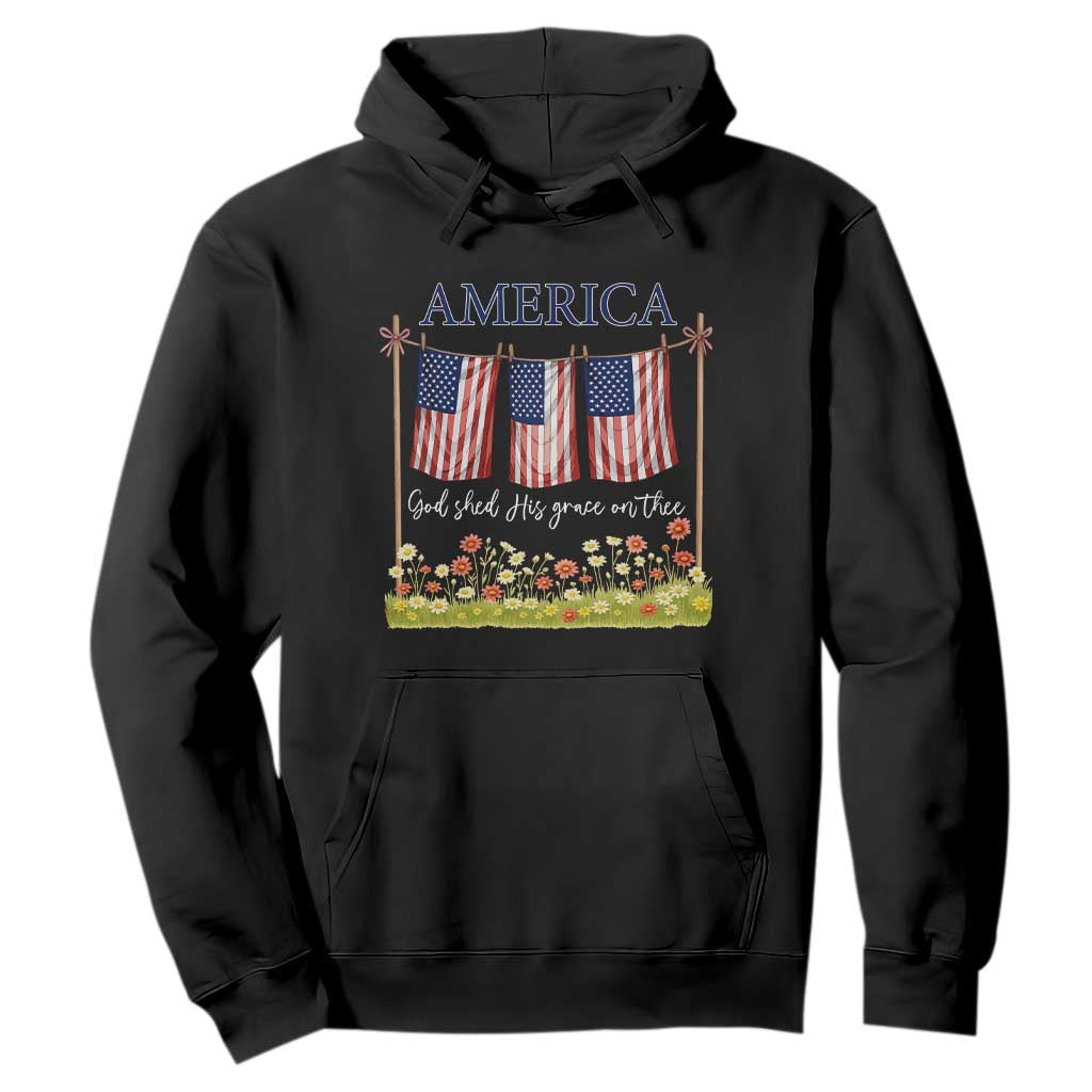 Funny America God Shed His Grace On Thee Hoodie 4th Of July Christian American Flag TS11 Black Print Your Wear