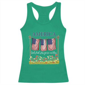 Funny America God Shed His Grace On Thee Racerback Tank Top 4th Of July Christian American Flag TS11 Irish Green Print Your Wear