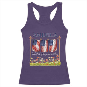 Funny America God Shed His Grace On Thee Racerback Tank Top 4th Of July Christian American Flag TS11 Purple Print Your Wear