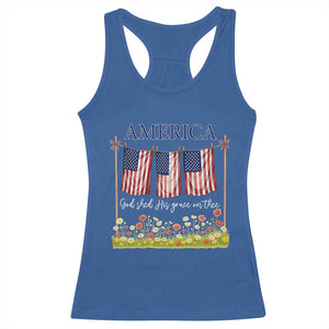 Funny America God Shed His Grace On Thee Racerback Tank Top 4th Of July Christian American Flag TS11 Royal Blue Print Your Wear