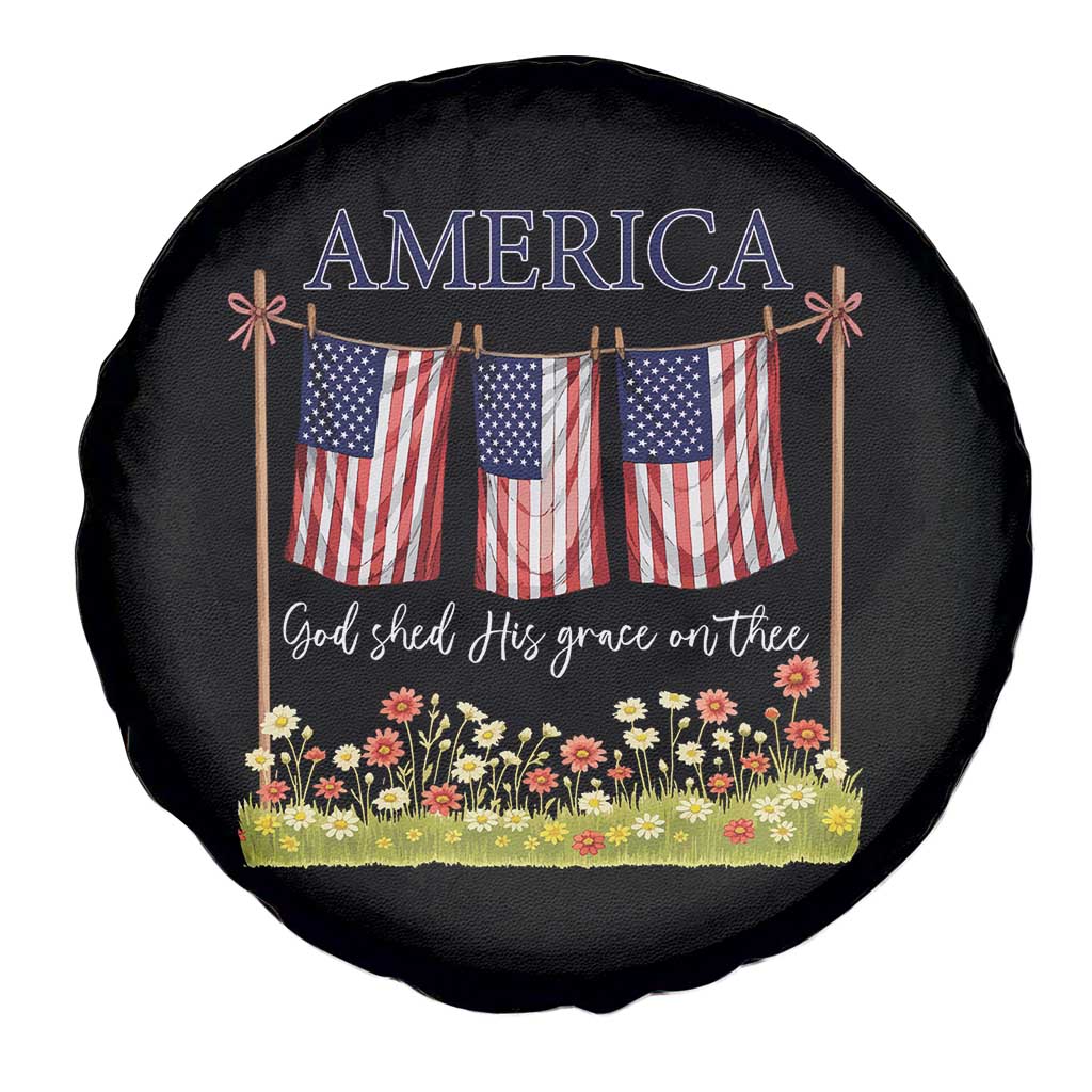 Funny America God Shed His Grace On Thee Spare Tire Cover 4th Of July Christian American Flag TS11 Print Your Wear