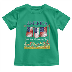 Funny America God Shed His Grace On Thee Toddler T Shirt 4th Of July Christian American Flag TS11 Irish Green Print Your Wear