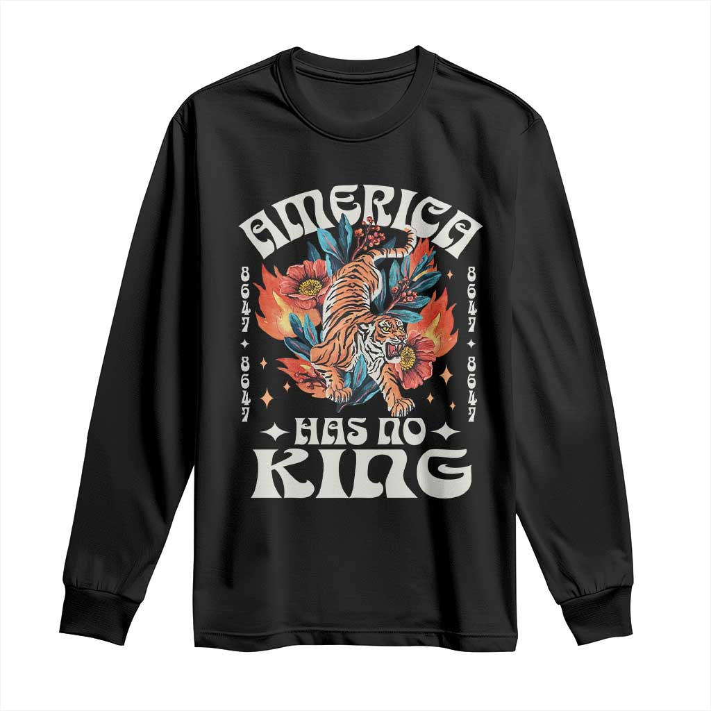 Funny America Has No King 8647 Long Sleeve Shirt Vintage Boho Orange Tiger TS11 Black Print Your Wear