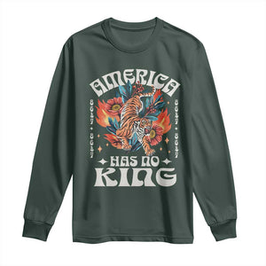 Funny America Has No King 8647 Long Sleeve Shirt Vintage Boho Orange Tiger TS11 Dark Forest Green Print Your Wear