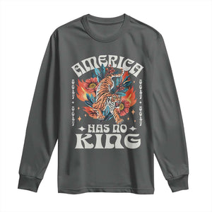 Funny America Has No King 8647 Long Sleeve Shirt Vintage Boho Orange Tiger TS11 Dark Heather Print Your Wear