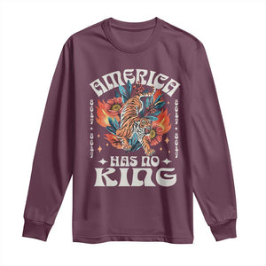Funny America Has No King 8647 Long Sleeve Shirt Vintage Boho Orange Tiger TS11 Maroon Print Your Wear