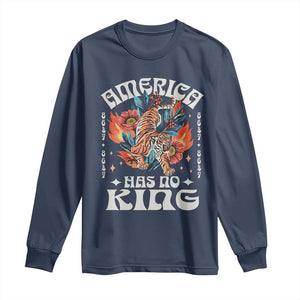 Funny America Has No King 8647 Long Sleeve Shirt Vintage Boho Orange Tiger TS11 Navy Print Your Wear