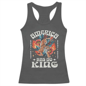 Funny America Has No King 8647 Racerback Tank Top Vintage Boho Orange Tiger TS11 Dark Heather Print Your Wear