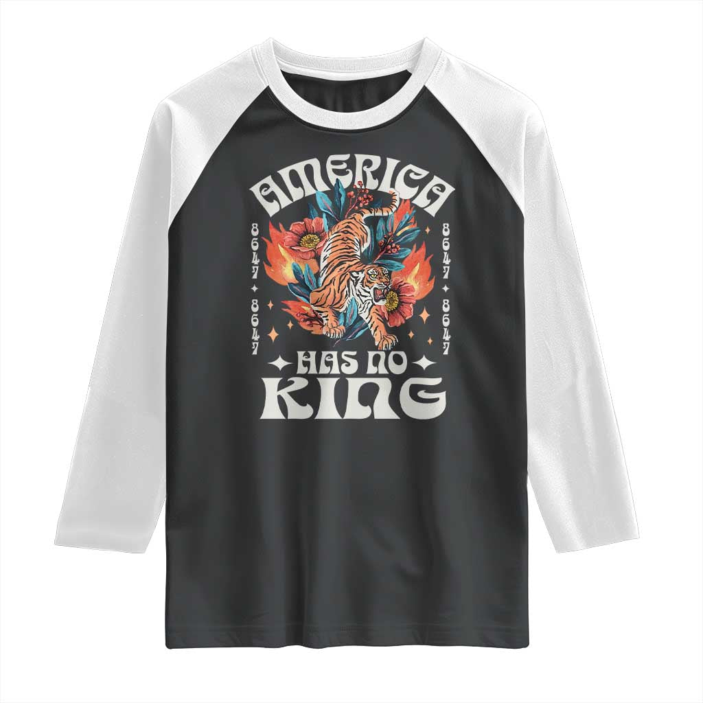 Funny America Has No King 8647 Raglan Shirt Vintage Boho Orange Tiger TS11 Black White Print Your Wear