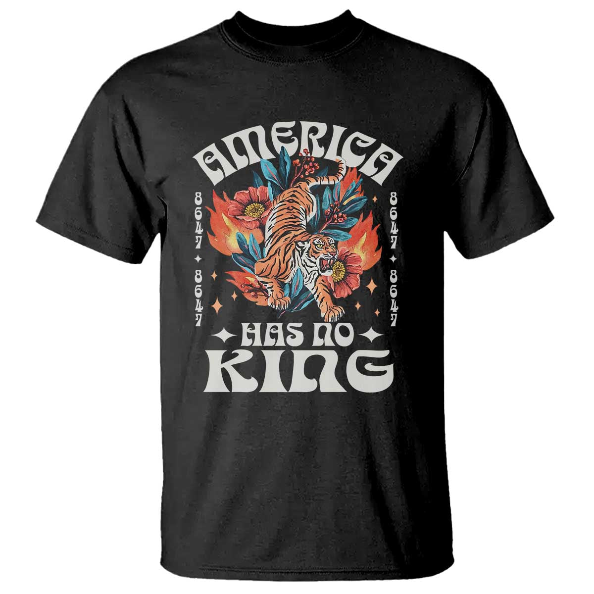 Funny America Has No King 8647 T Shirt Vintage Boho Orange Tiger TS11 Black Print Your Wear