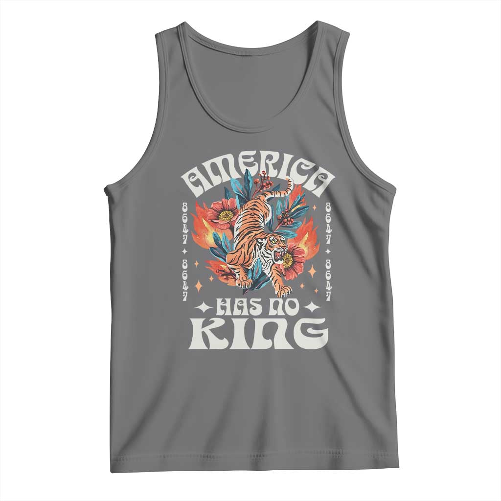 Funny America Has No King 8647 Tank Top Vintage Boho Orange Tiger TS11 Black Heather Print Your Wear