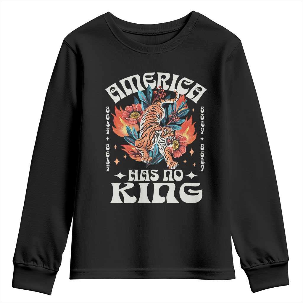 Funny America Has No King 8647 Youth Sweatshirt Vintage Boho Orange Tiger TS11 Black Print Your Wear
