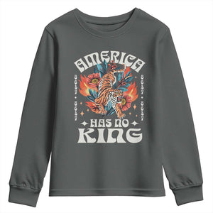 Funny America Has No King 8647 Youth Sweatshirt Vintage Boho Orange Tiger TS11 Dark Heather Print Your Wear