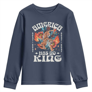 Funny America Has No King 8647 Youth Sweatshirt Vintage Boho Orange Tiger TS11 Navy Print Your Wear