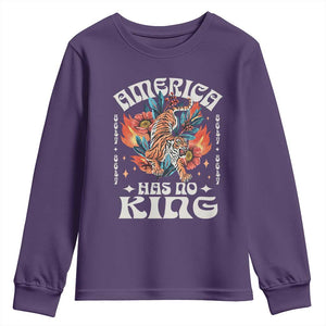 Funny America Has No King 8647 Youth Sweatshirt Vintage Boho Orange Tiger TS11 Purple Print Your Wear