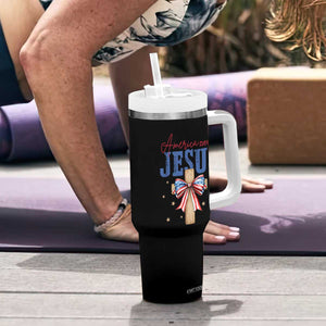 Funny America Needs Jesus Tumbler With Handle 4th Of July Patriotic Christian Coquette Bow TS11 Print Your Wear