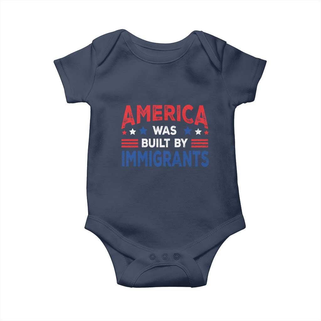 Funny America Was Built By Immigrants Baby Onesie Stars Stripes TS11 Navy Print Your Wear