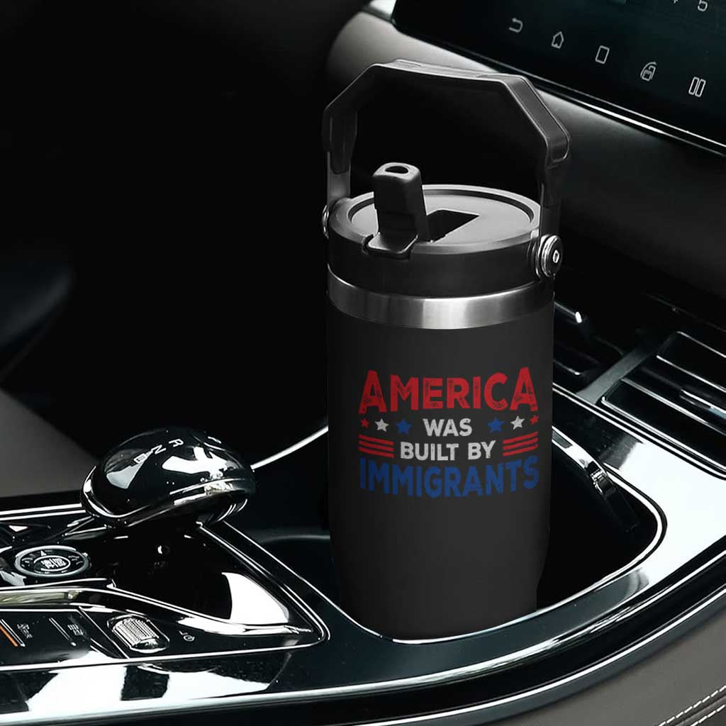 Funny America Was Built By Immigrants Flip Straw Tumbler Stars Stripes TS11 Print Your Wear