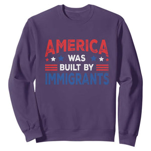 Funny America Was Built By Immigrants Sweatshirt Stars Stripes TS11 Purple Print Your Wear