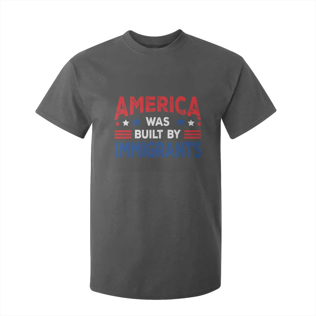 Funny America Was Built By Immigrants T Shirt For Kid Stars Stripes TS11 Dark Heather Print Your Wear