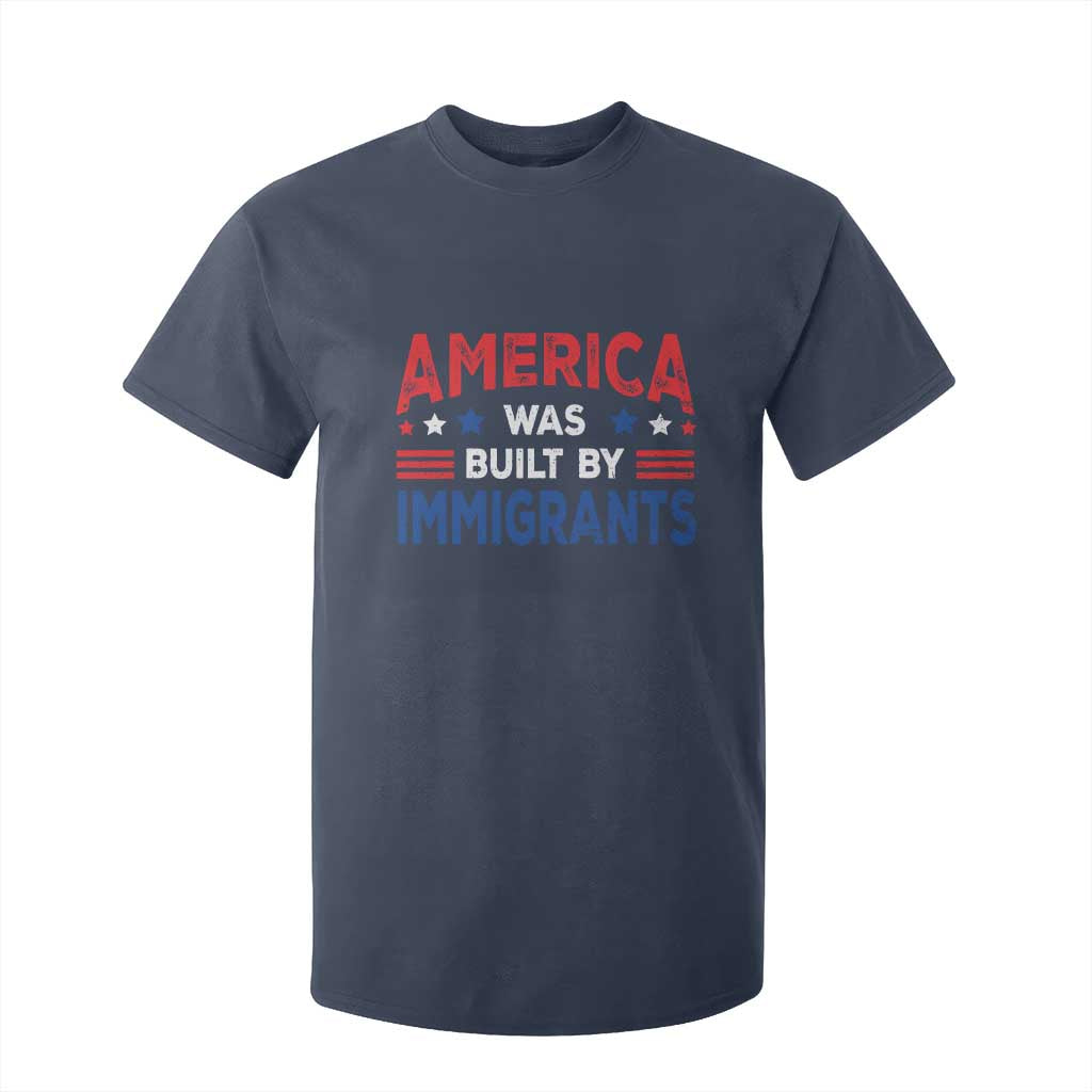 Funny America Was Built By Immigrants T Shirt For Kid Stars Stripes TS11 Navy Print Your Wear