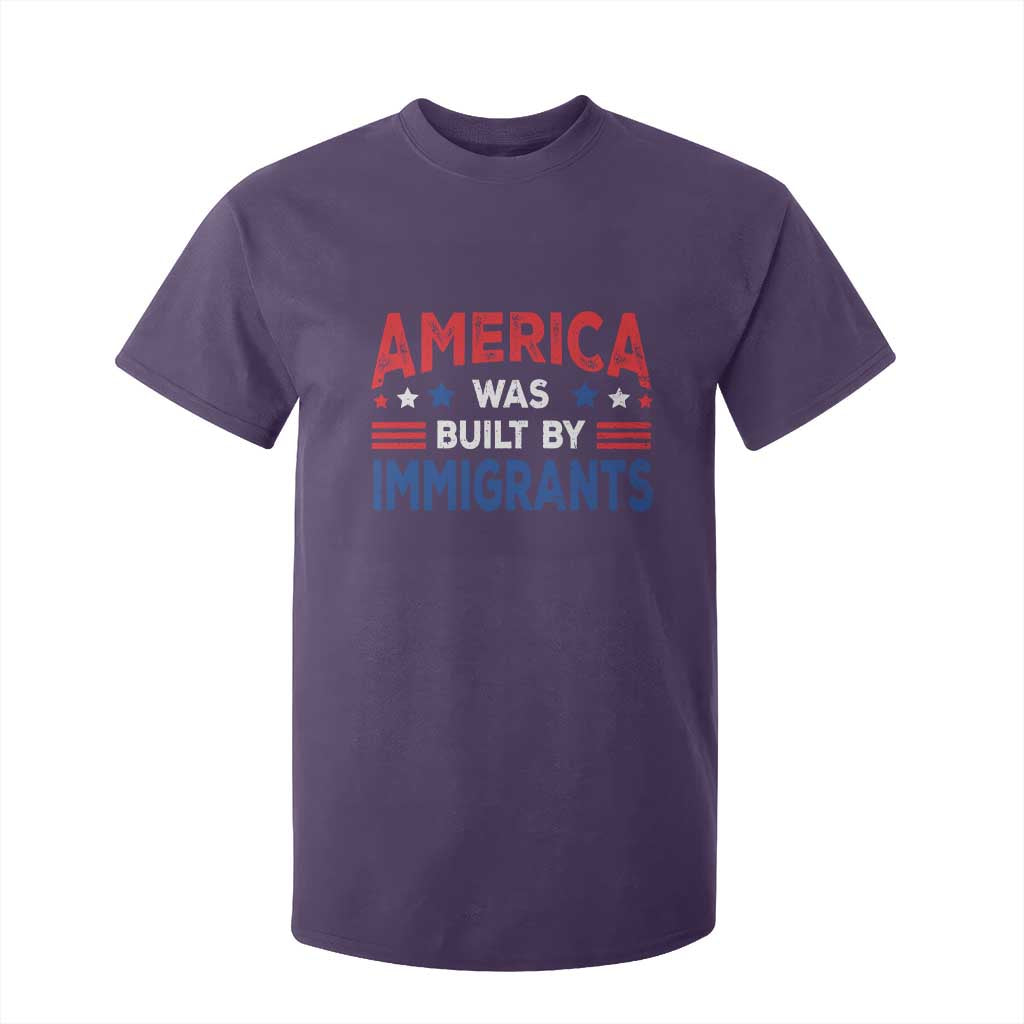 Funny America Was Built By Immigrants T Shirt For Kid Stars Stripes TS11 Purple Print Your Wear