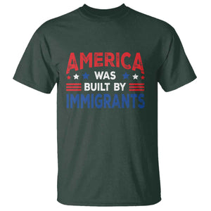 Funny America Was Built By Immigrants T Shirt Stars Stripes TS11 Dark Forest Green Print Your Wear
