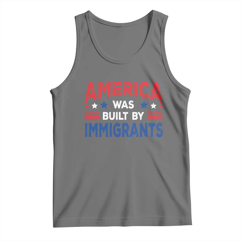 Funny America Was Built By Immigrants Tank Top Stars Stripes TS11 Black Heather Print Your Wear