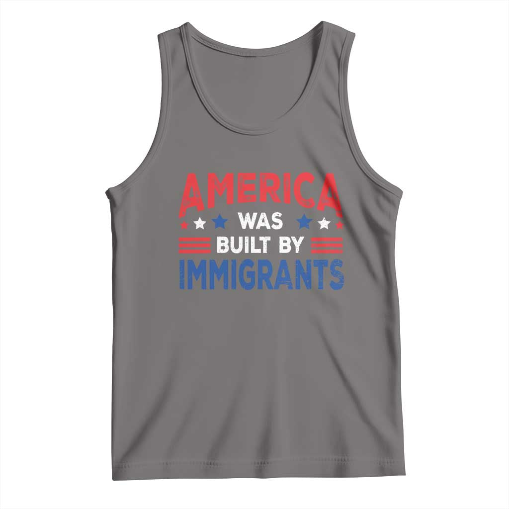 Funny America Was Built By Immigrants Tank Top Stars Stripes TS11 Deep Heather Print Your Wear