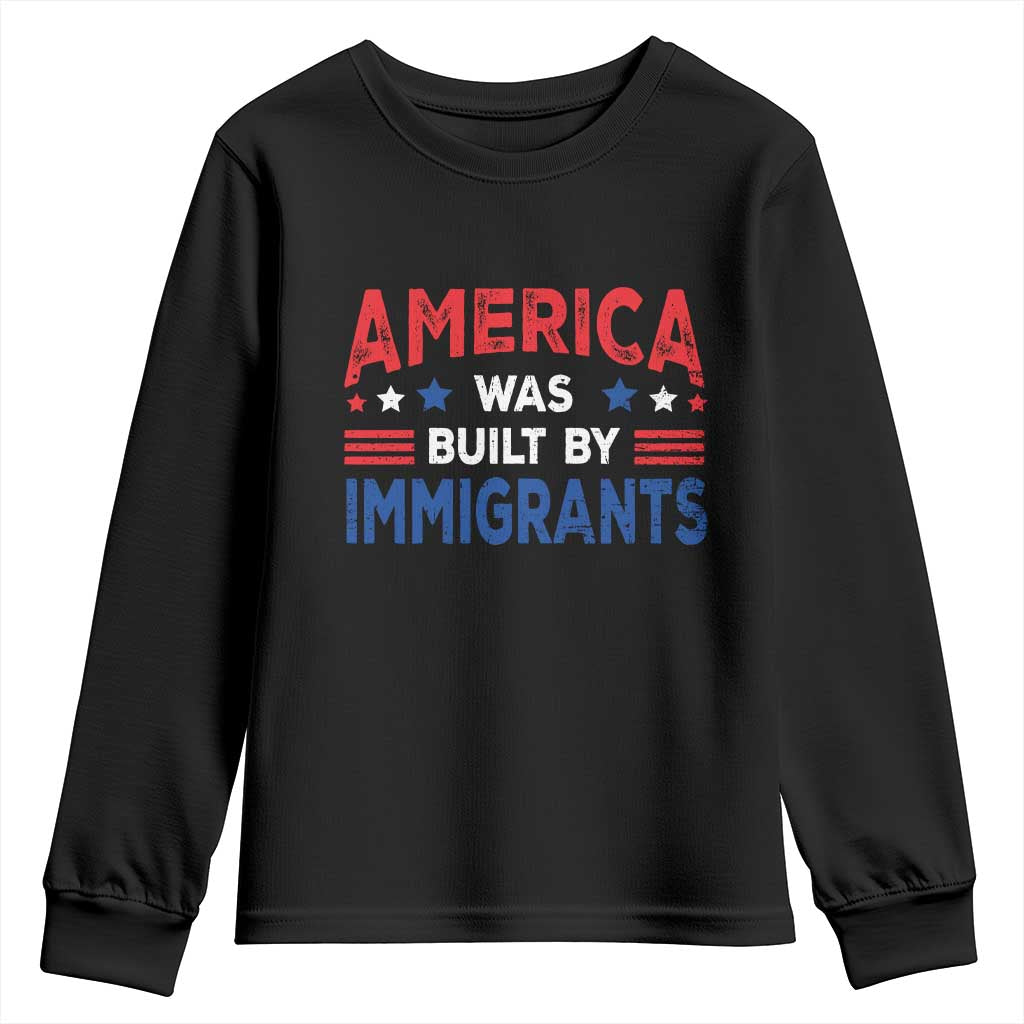 Funny America Was Built By Immigrants Youth Sweatshirt Stars Stripes TS11 Black Print Your Wear
