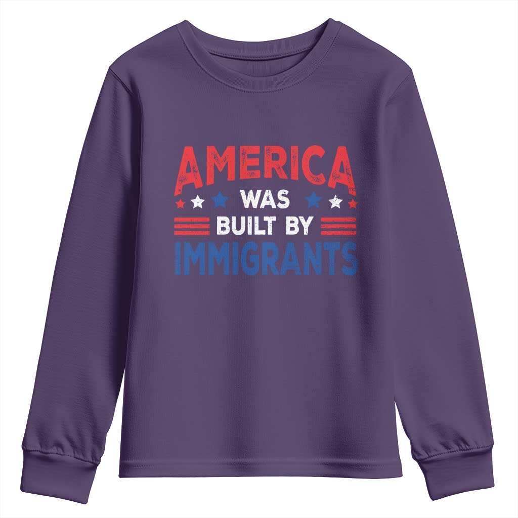 Funny America Was Built By Immigrants Youth Sweatshirt Stars Stripes TS11 Purple Print Your Wear