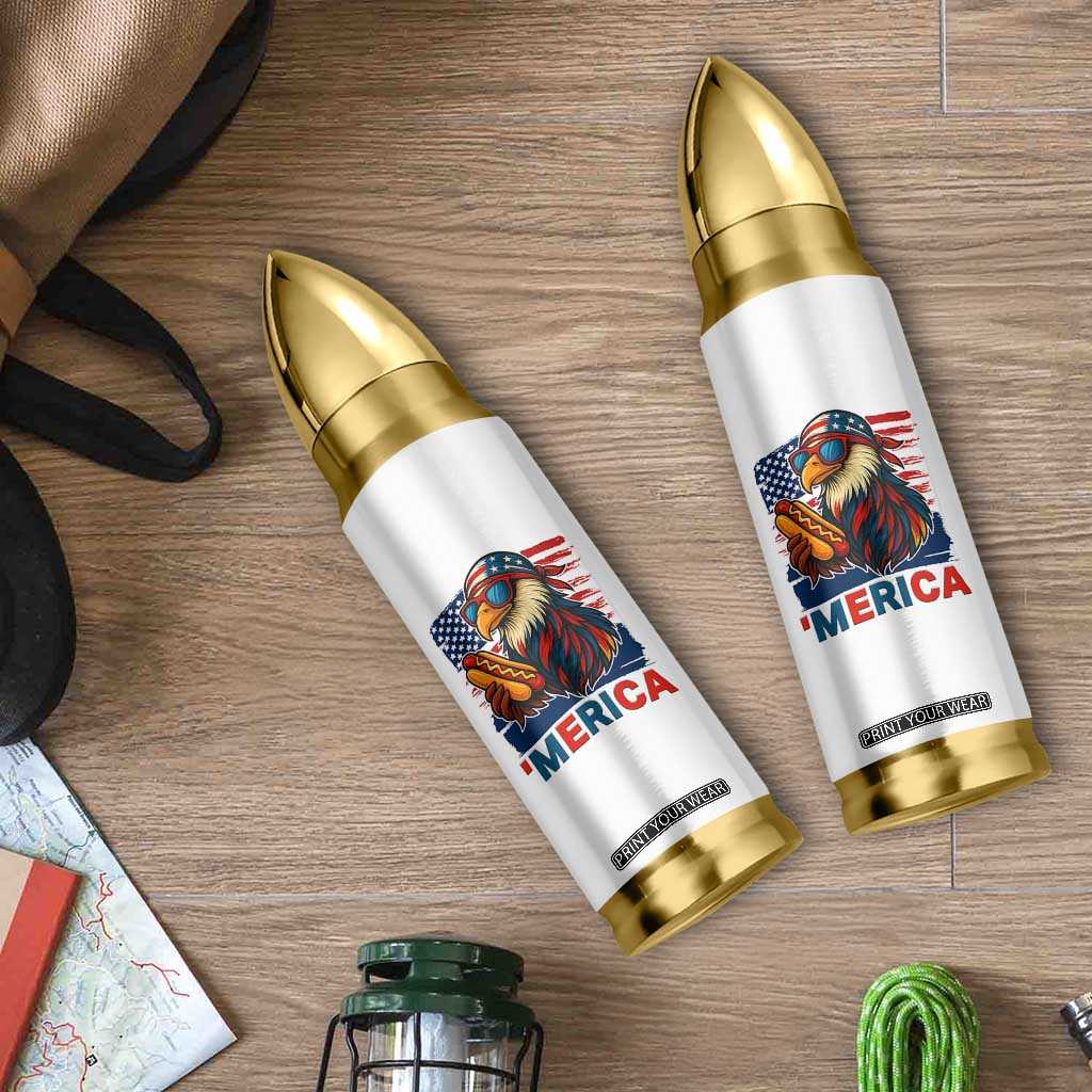 Funny American Eagle Eating Hot Dog Bullet Tumbler 4th Of July Party Patriotic USA Flag TS02 Print Your Wear