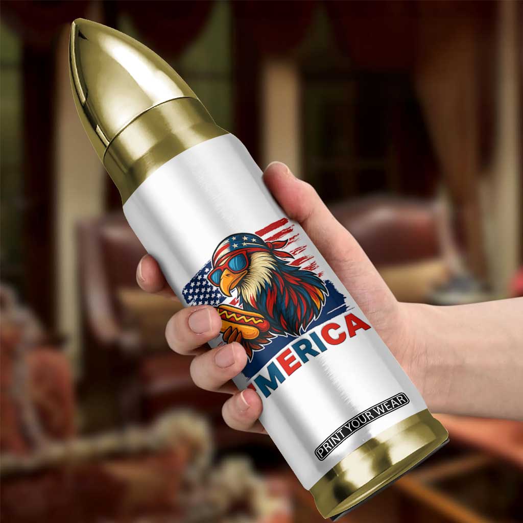 Funny American Eagle Eating Hot Dog Bullet Tumbler 4th Of July Party Patriotic USA Flag TS02 Print Your Wear