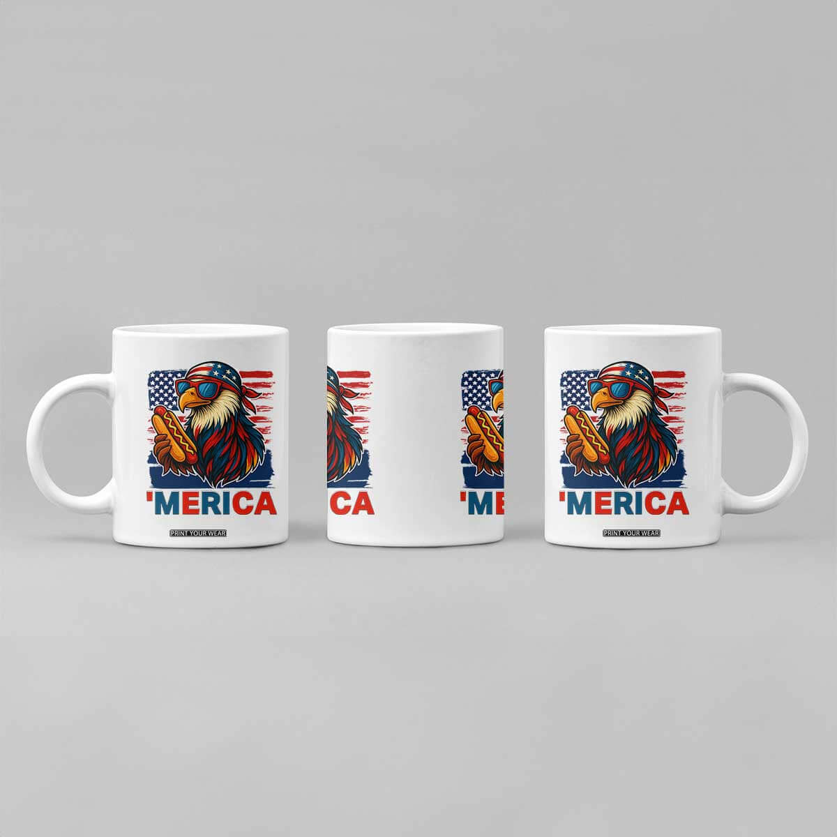 Funny American Eagle Eating Hot Dog Coffee Mug 4th Of July Party Patriotic USA Flag TS02 Print Your Wear