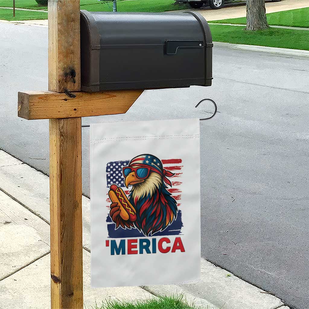 Funny American Eagle Eating Hot Dog Garden Flag 4th Of July Party Patriotic USA Flag TS02 Print Your Wear