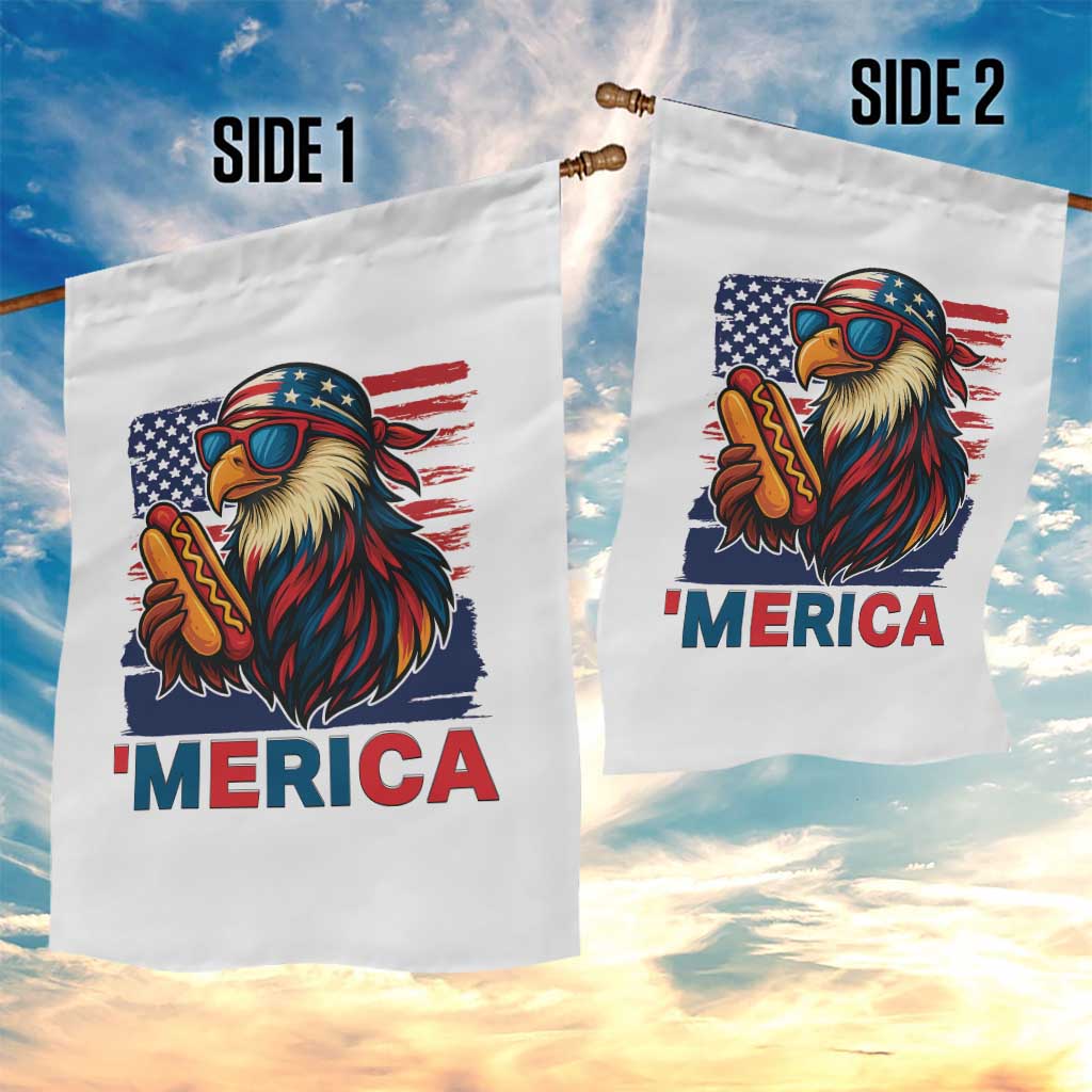 Funny American Eagle Eating Hot Dog Garden Flag 4th Of July Party Patriotic USA Flag TS02 Print Your Wear