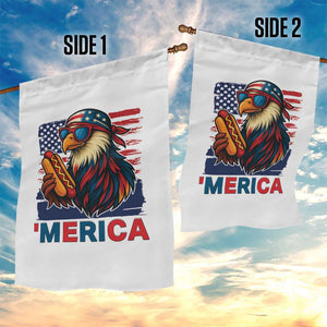 Funny American Eagle Eating Hot Dog Garden Flag 4th Of July Party Patriotic USA Flag TS02 Print Your Wear