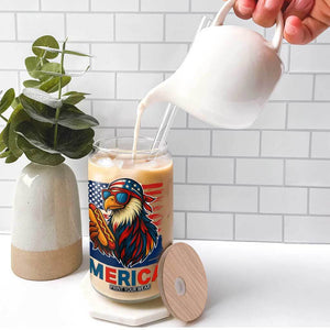 Funny American Eagle Eating Hot Dog Glass Can 4th Of July Party Patriotic USA Flag TS02 Print Your Wear