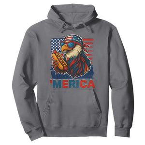 Funny American Eagle Eating Hot Dog Hoodie 4th Of July Party Patriotic USA Flag TS02 Charcoal Print Your Wear