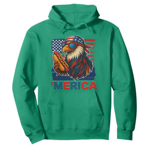 Funny American Eagle Eating Hot Dog Hoodie 4th Of July Party Patriotic USA Flag TS02 Irish Green Print Your Wear