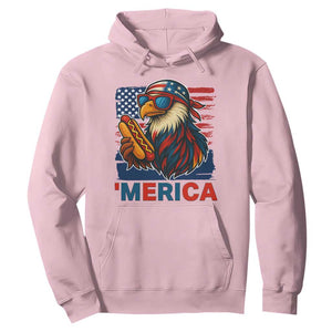 Funny American Eagle Eating Hot Dog Hoodie 4th Of July Party Patriotic USA Flag TS02 Light Pink Print Your Wear