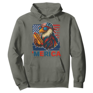 Funny American Eagle Eating Hot Dog Hoodie 4th Of July Party Patriotic USA Flag TS02 Military Green Print Your Wear