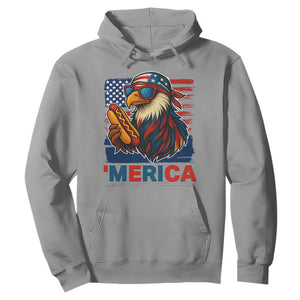 Funny American Eagle Eating Hot Dog Hoodie 4th Of July Party Patriotic USA Flag TS02 Sport Gray Print Your Wear