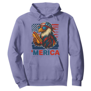 Funny American Eagle Eating Hot Dog Hoodie 4th Of July Party Patriotic USA Flag TS02 Violet Print Your Wear